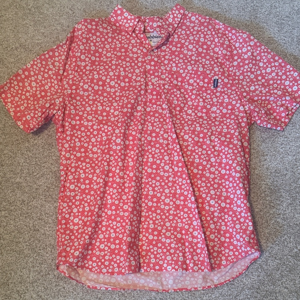 Chubbies Pink and White Floral Polo Shirt